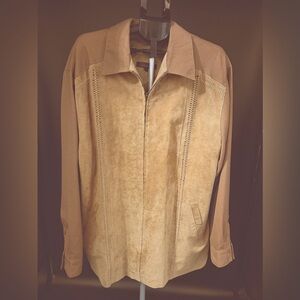 Lorenier Jacket Mens XLg Zip Camel Suede Leather Coat Blazer Special Edition NWT